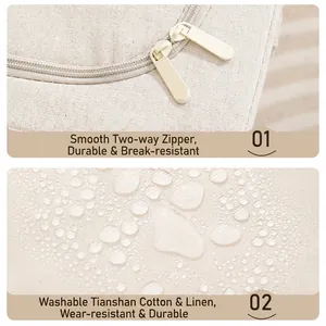 Linen storage box with reinforced steel frame featuring smooth two-way zippers