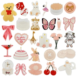 Cartoon Animal Heart Bow Embroidered Patches For DIY Clothing Jackets Hats Decoration Iron On Applique Fabric