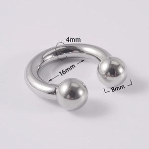 U-shaped stainless steel horseshoe piercing showing 4mm bar and 16mm inner diameter
