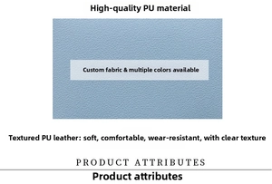 Detail showing high quality soft blue PU leather texture with wear-resistant surface