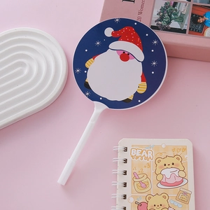 Creative cartoon fan pen with blue Santa Claus design and white ballpoint barrel