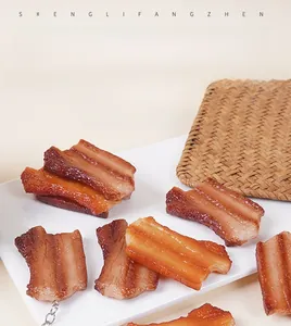 Realistic PVC bacon slice model with detailed fatty texture on a white plate