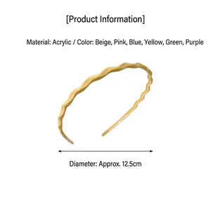 Sweet candy color wavy acrylic headband for women in light yellow with 12.5cm diameter