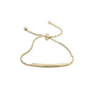 Elegant gold titanium steel cross chain bracelet with Lover Dream engraved curved bar