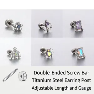 Orecchini Helix In Acciaio Al Titanio Con Zirconia Opale Forme Fiore Ragno Ancora Chiusura A Vite Gioielli Per Piercing