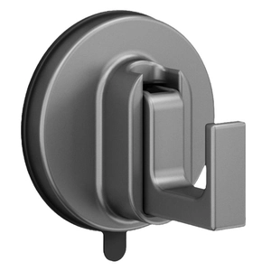 Strong vacuum suction cup wall hook in matte dark gray for bathroom and kitchen tiles