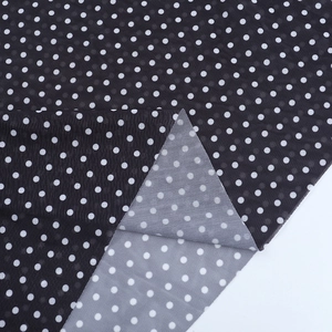 Detailed view of black polka dot mesh fabric texture for square neck dresses