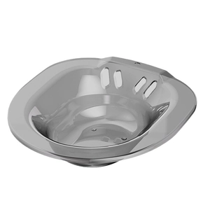 Translucent grey sitz bath for postpartum care with wide edge and overflow holes