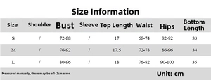 Größentabelle mit Maßen für das sexy Tube-Top und den figurbetonten Rock-Set