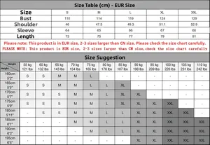 Tableau des tailles détaillé pour veste en jean homme avec mesures EUR S à XXL et guide