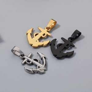 Creative stainless steel anchor pendants in gold, black and silver finishes for jewelry