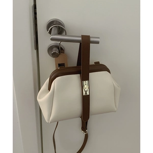 Retro contrast color crossbody bag with metal clasp and adjustable shoulder strap