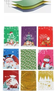 Detailed grid view of 9 assorted Christmas gift bags with Santa and Reindeer designs