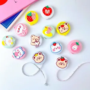 Cute cartoon mini 1.5m retractable soft measuring tape with strawberry bear design