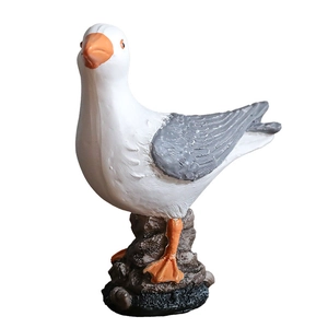 Nordic resin seagull statue on dark brown base for Mediterranean home decor ornament