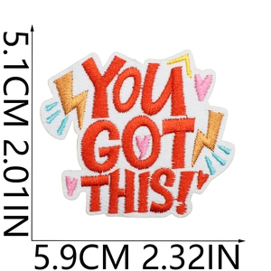 Colorful YOU GOT THIS! inspirational embroidered patch measuring 5.1cm by 5.9cm size