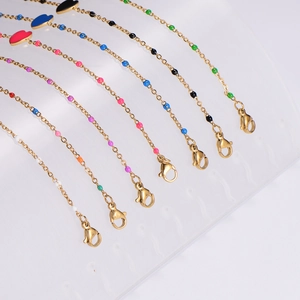Bohemian 18k gold plated bracelet with colorful enamel beads and lobster clasp closure
