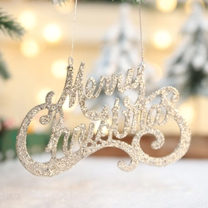 Scritta Merry Christmas Glitterata Plastica Ornamento Appeso Per Albero Di Natale Decorazione Festa