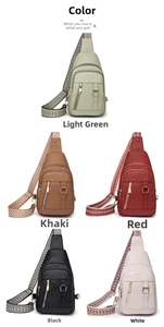 Multi-colored PU leather chest bags with textured finish and ethnic woven straps