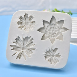 Daisy and sunflower silicone mold with four floral patterns for DIY soap and candles