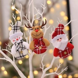 Christmas Plush Ornaments Santa Snowman Reindeer Hanging Dolls Fabric Xmas Tree Decorations Festive Window Decor