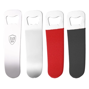 Set of 4 thickened stainless steel bottle openers with red and black PVC coated handles