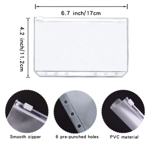 A6 binder PVC zipper pocket with 6 pre-punched holes and smooth zipper detail