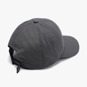 Dark grey quick-dry laser-perforated baseball cap with adjustable rear strap for sports