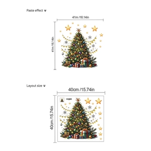 Detail view of colorful Christmas tree wall sticker with size layout dimensions