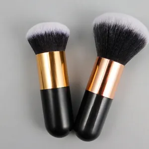 Chubby Foundation Brush Portable Soft Synthetic Fiber Round Flat Top Face Makeup Tool For Powder Blush
