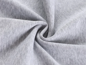 Close-up of soft grey knit fabric texture showing the high-quality ribbed material