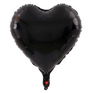 Glossy black heart-shaped aluminum foil balloon with metallic finish for parties