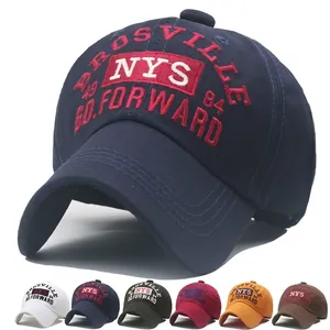 Baseball Cap Pure Cotton Embroidered Letters NYS Adjustable Metal Buckle Sun Protection Vintage Sporty Outdoor Hat