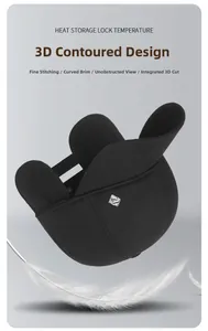 Close-up of winter thermal hat with 3D ergonomic cutting and silver metal logo detail