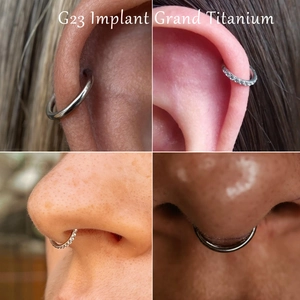 Anneaux de nez et de septum en titane G23 avec diamants pour piercing de cartilage