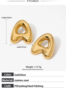 Detail showing dimensions of teardrop stainless steel studs with polished gold finish