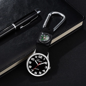 Nurse Hanging Watch With Compass Carabiner Quartz Watch Alloy Case Nylon Strap Outdoor Clip Pocket Watch For Everyday Use
