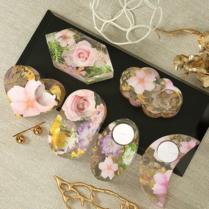 Moules en silicone pour résine cristal avec formes fleurs lune cœur et géométriques