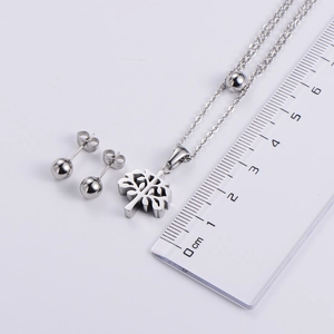 Parure arbre de vie argentée avec collier et boucles d'oreilles, règle de mesure incluse