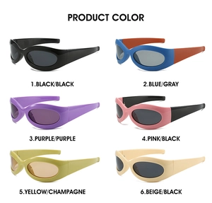 Detailed color selection showing six variations of sporty polarized oval sunglasses
