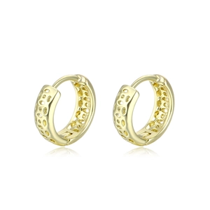 Hollow Geometric Hoop Earrings Gold Plated Copper Zircon Bohemian Hip Hop Style Jewelry For Women