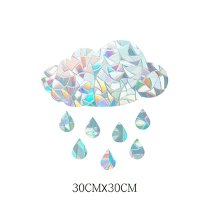 Rainbow prism static glass sticker in cloud and raindrop shapes, 30cm x 30cm size