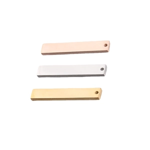 Polished mirror stainless steel rectangular bar pendants in gold, silver, and rose gold finishes