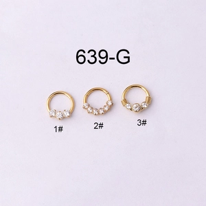 Detailed comparison of gold-plated nose rings with various cubic zirconia settings