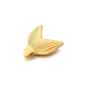 Polished 18k gold plated stainless steel mermaid tail pendant for DIY necklace charms