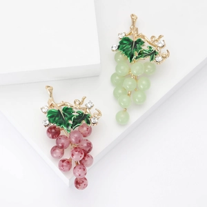 Élégante Broche en Forme de Raisin en Alliage Émail Incrustée de Strass pour Femme Accessoires de Vêtements de Mode Cadeau de Broche Décorative