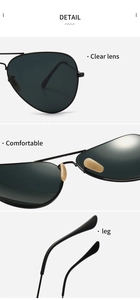 Macro detail of classic aviator sunglasses showing soft nose pads and branded temple arm