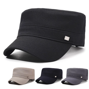 Men Cadet Cap Breathable Mesh Flat Top Hat Adjustable Sun Protection Outdoor Leisure Cotton Blend Fashion
