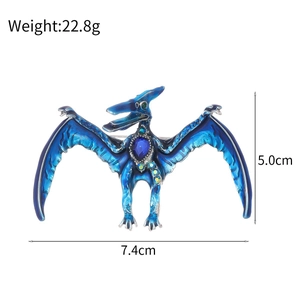 Detail showing blue enamel dragon brooch dimensions 5.0cm height and 7.4cm width