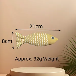 Fischförmiges Plüschtier für Haustiere mit Wellenmuster, 21 cm lang und 32 g schwer